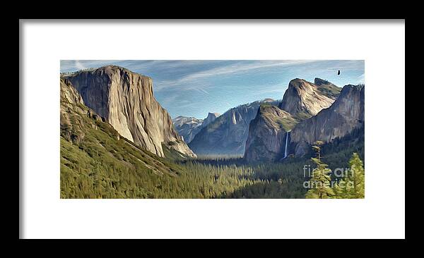 Yosemite Framed Print featuring the digital art Yosemite Falls by Walter Colvin