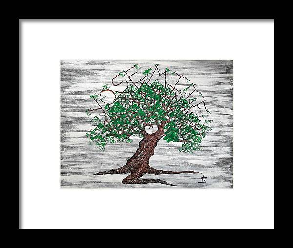 Yosemite Framed Print featuring the drawing Yosemite Love Tree by Aaron Bombalicki