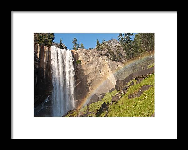 Yosemite National Park Framed Print featuring the photograph Yosemite Mist Trail Rainbow by Shane Kelly