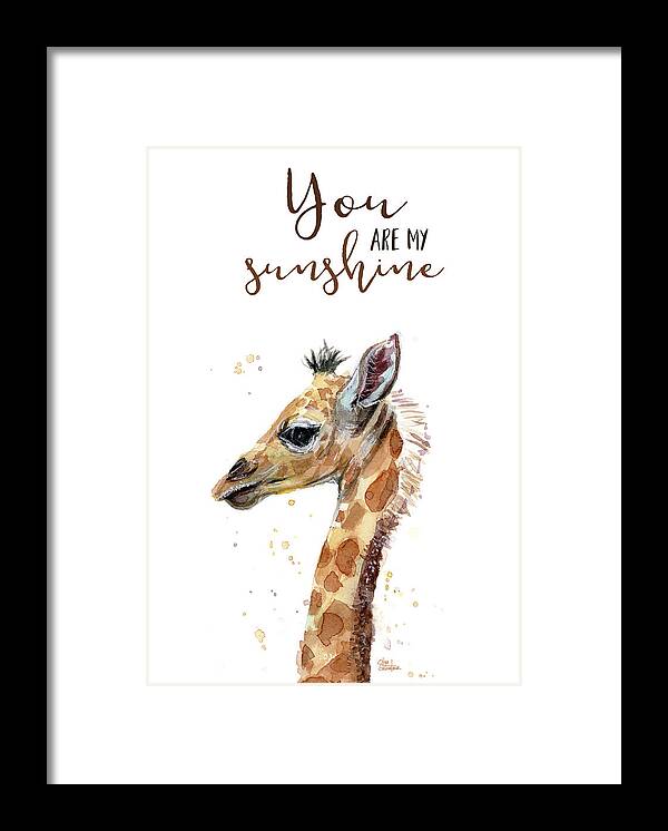 You Are My Sunshine Framed Print featuring the painting You Are My Sunshine Giraffe by Olga Shvartsur