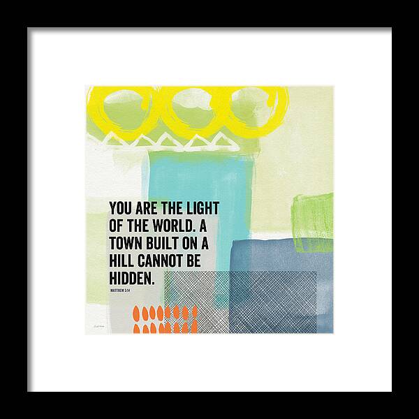 Matthew 5:14 Framed Print featuring the painting You Are The Light- Contemporary Christian Art by Linda Woods by Linda Woods