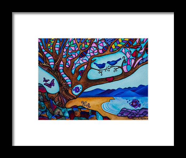Watercolor Framed Print featuring the painting Love is All Around Us by Lori Miller
