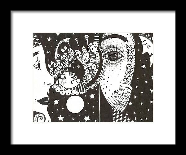 Ethereal Framed Print featuring the drawing You Me the Stars and the Moon by Helena Tiainen
