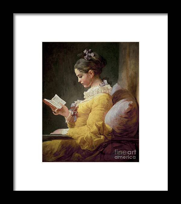 Young Framed Print featuring the painting Young Girl Reading by Jean Honore Fragonard