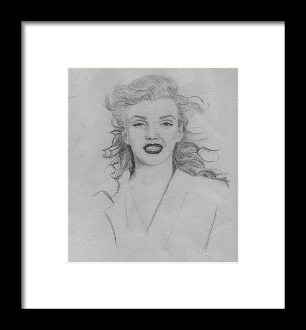 Young Marilyn Monroe Framed Print featuring the drawing Young Marilyn Monroe by Julie Joseph