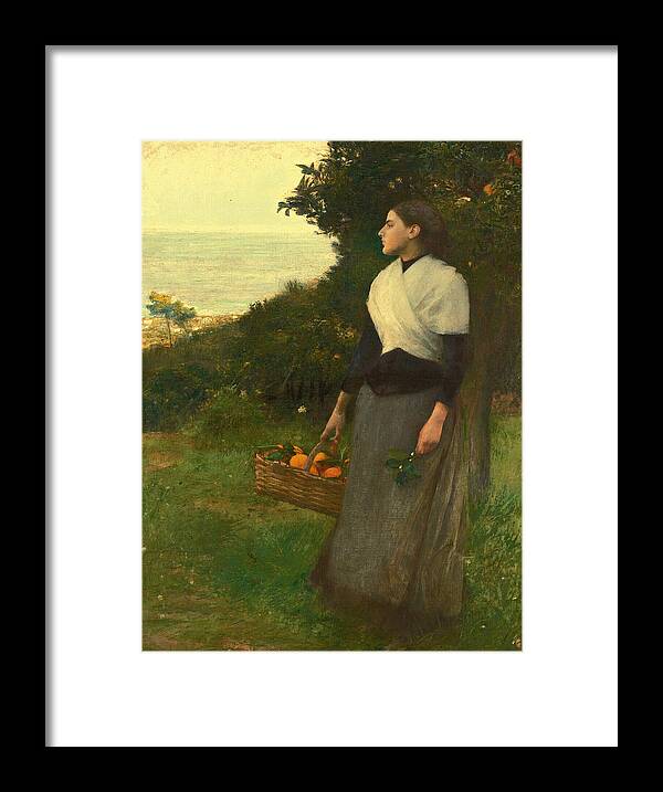 Pascal-adolphe-jean Dagnan-bouveret Framed Print featuring the painting Young Woman in a Garden of Oranges by Pascal-Adolphe-Jean Dagnan-Bouveret