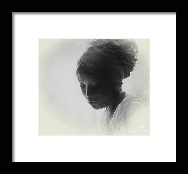Sketch Framed Print featuring the photograph Young woman in turban by Sheila Smart Fine Art Photography
