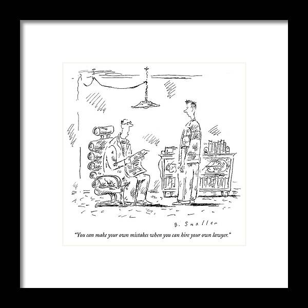 Lawyer Framed Print featuring the drawing Your Own Lawyer by Barbara Smaller