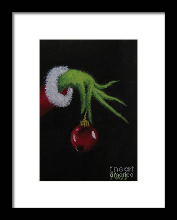 Grinch Framed Print featuring the painting You're a Mean One Mr. Grinch by Tina Glass