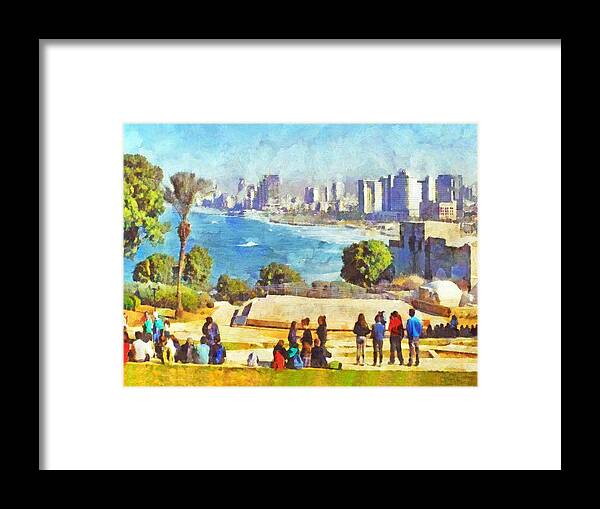 Tel Aviv Framed Print featuring the digital art Youth Groups in Tel Aviv by Digital Photographic Arts