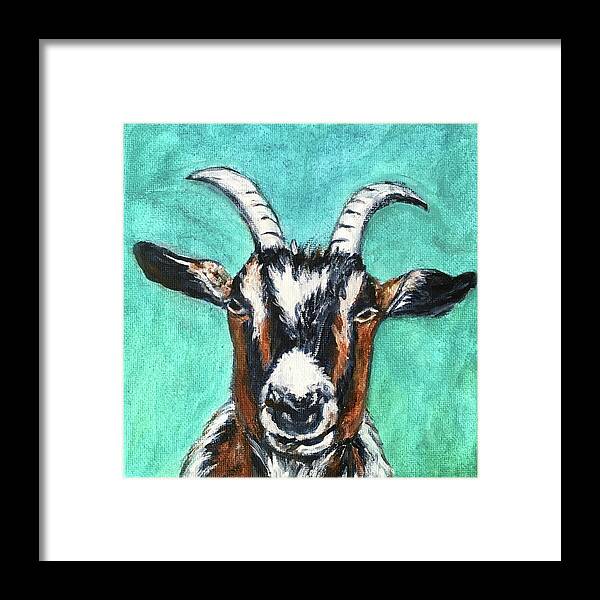 Mountain Goat Framed Print featuring the painting You've got to be kidding.... by Bonnie Peacher