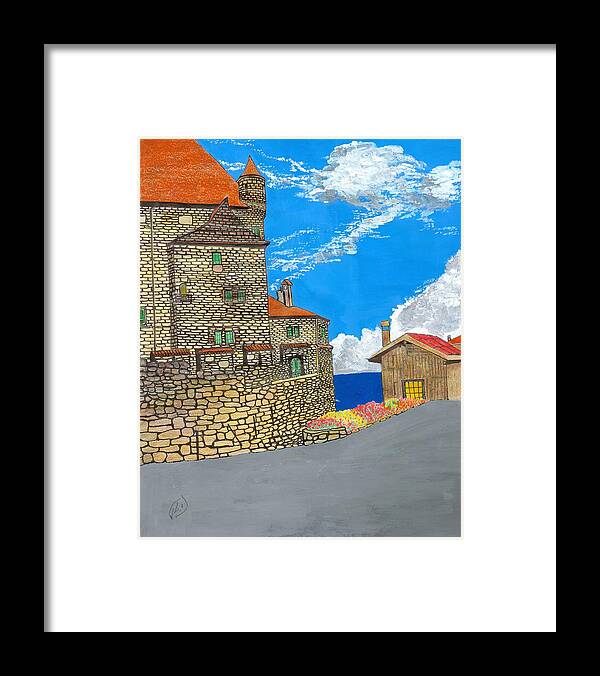 Buildings Framed Print featuring the painting Yvoir by Joe Dagher