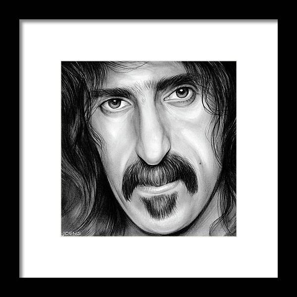Frank Zappa Framed Print featuring the drawing Zappa by Greg Joens