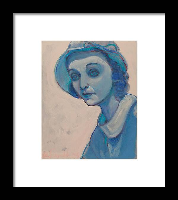 Zasu Pitts Framed Print featuring the painting Zasu in Blue by John Reynolds