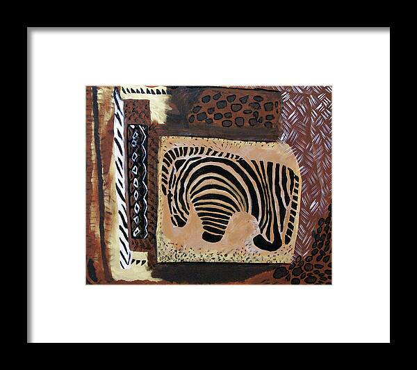 Zebra Framed Print featuring the mixed media Zebra Abstract by Judy Huck