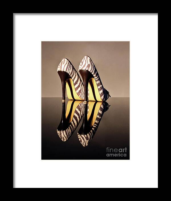 Zebra Print Shoes Framed Print featuring the photograph Zebra Print Stiletto by Terri Waters