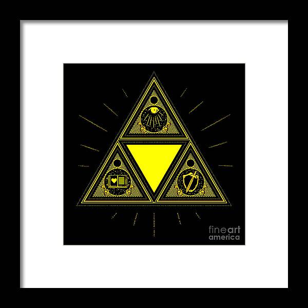 Majora Framed Print featuring the digital art Zelda Triangle Triforce by Mahniar Rangkuti