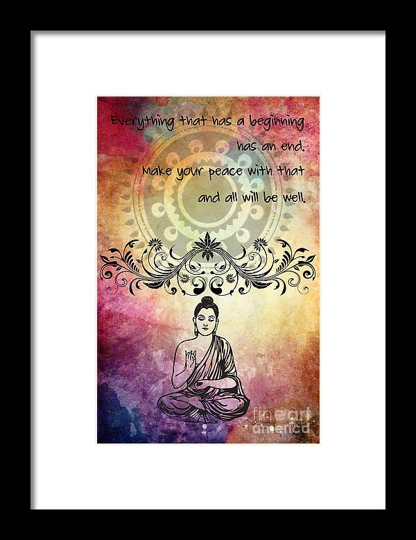 Zen Art Framed Print featuring the digital art Zen Art Inspirational Buddha quotes by Justyna Jaszke JBJart