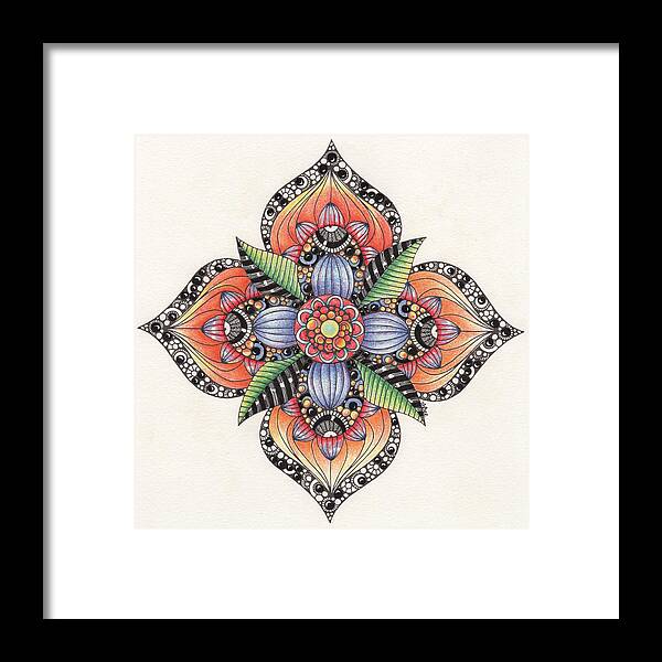 Zendala Framed Print featuring the drawing Zendala Template #1 by Jan Steinle