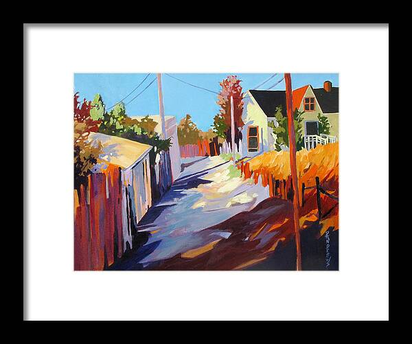Landscape Framed Print featuring the painting Zig Zag Shadows by Rae Andrews