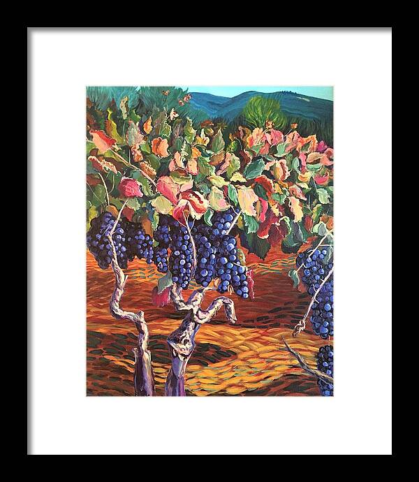 Grape Framed Print featuring the painting Zinfandel Grape Zanies by Celeste Drewien