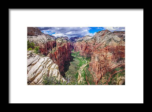 Adventure Framed Print featuring the photograph Zion Canyon from Angel's Landing Panoramic by Scott McGuire