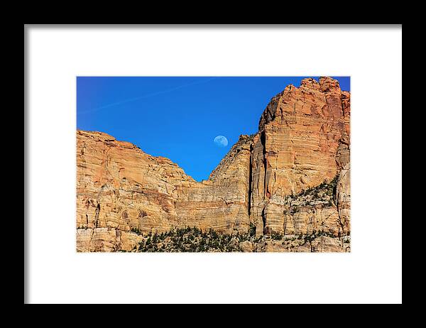 Landscape Framed Print featuring the photograph Zion moon by Barry Bohn