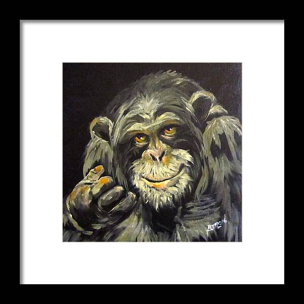 Chimp Framed Print featuring the painting Zippy by Barbara O'Toole