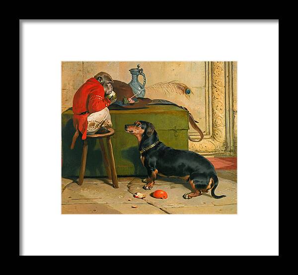 Edwin Landseer Framed Print featuring the painting Ziva a badger-dog belonging to the Hereditary Prince of Saxe Coburg-Gotha by Edwin Landseer