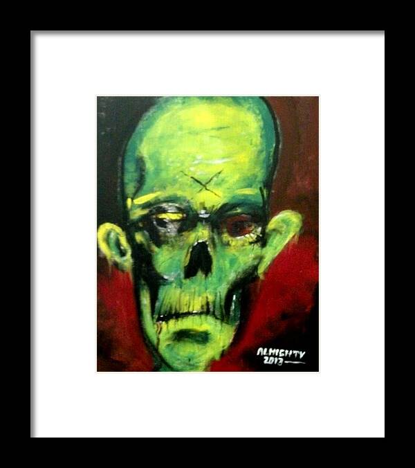 Zombie Framed Print featuring the painting Zombie by Ryan Almighty