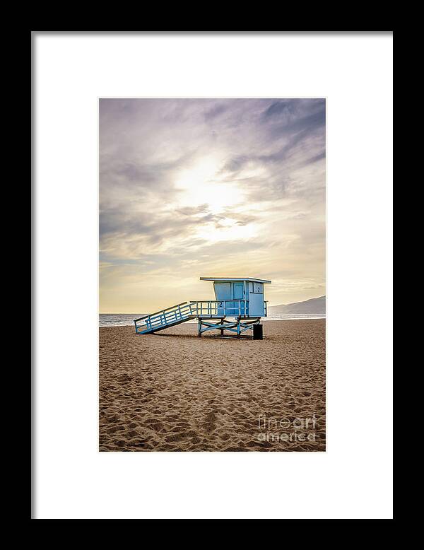 America Framed Print featuring the photograph Zuma Beach Lifeguard Tower #2 Malibu Sunset by Paul Velgos