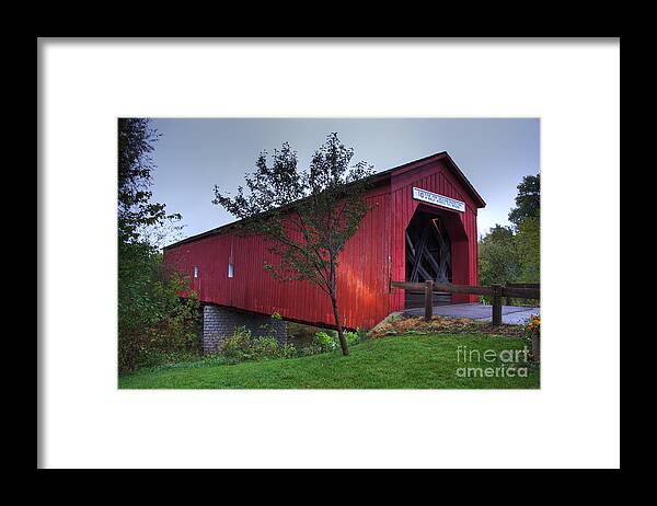 Architecture Framed Print featuring the photograph Zumbrota Minnesota Historic Covered Bridge 4 by Wayne Moran