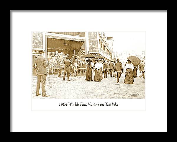 Sepia Tone Framed Print featuring the photograph 1904 Worlds Fair, Visitors on The Pike by A Macarthur Gurmankin