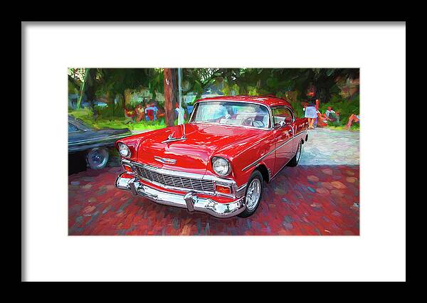 210 Framed Print featuring the photograph 1956 Chevrolet Bel Air 210 Red 101 by Rich Franco