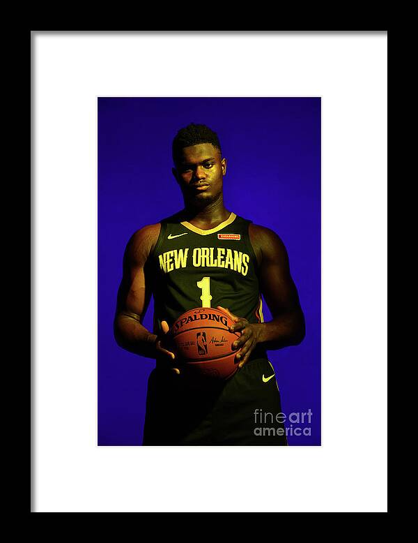 Zion Williamson Framed Print featuring the photograph 2019 Nba Rookie Photo Shoot by Jesse D. Garrabrant