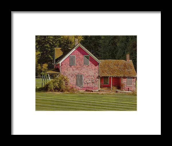 Abandoned Farmhouse Framed Print featuring the mixed media Abandoned Farmhouse #1 by Leslie Montgomery