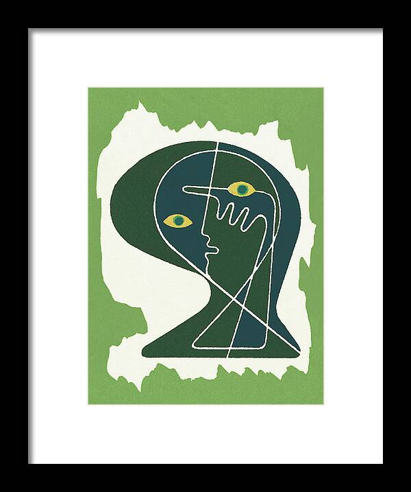 Abstract Framed Print featuring the drawing Abstract Head #1 by CSA Images