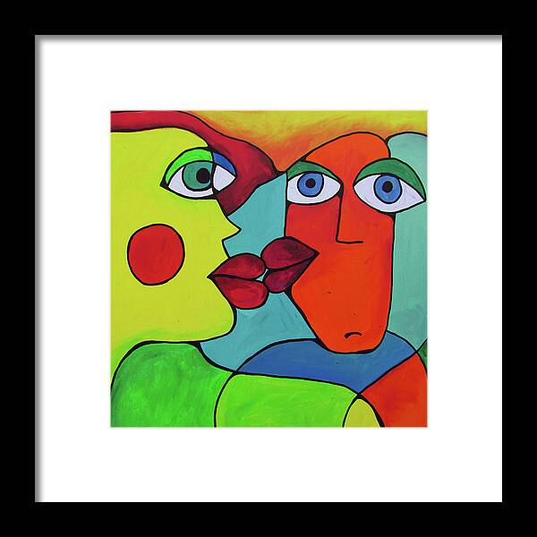 Kissing Framed Print featuring the painting Abstract Kissing by Patricia Piotrak