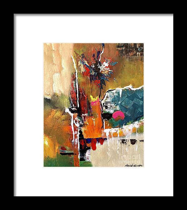 Miroslaw Chelchowski Abstract Painting On Canvas Print Colors Waterfall Black White Blue Dot Flower Exploded Colors Flow Framed Print featuring the painting Abstract #2 by Miroslaw Chelchowski