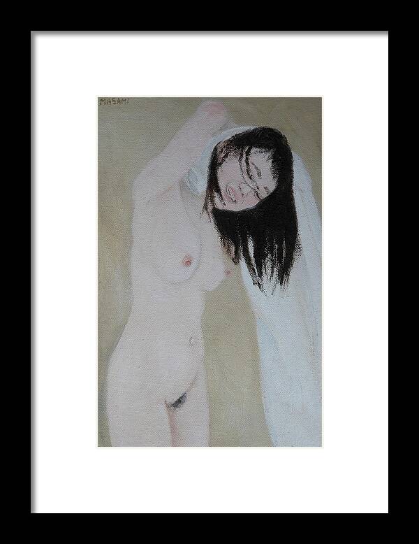 Nude Framed Print featuring the painting After Bath #1 by Masami IIDA