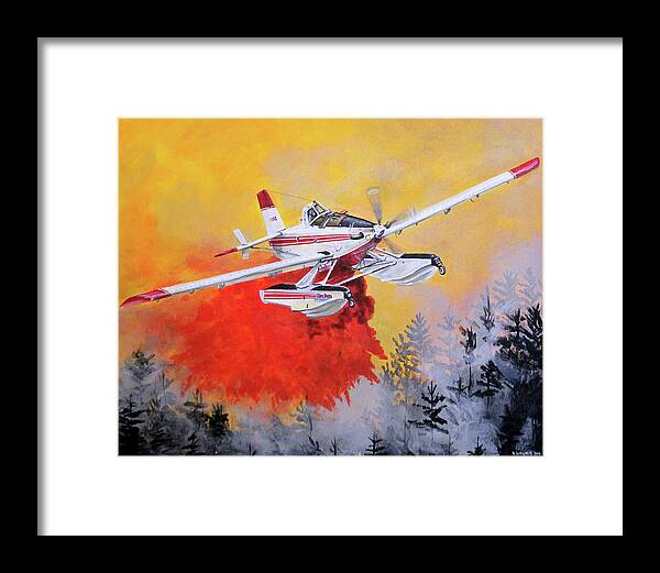 Air Tractor Framed Print featuring the painting Air Tractor 802 Fire Boss by Karl Wagner