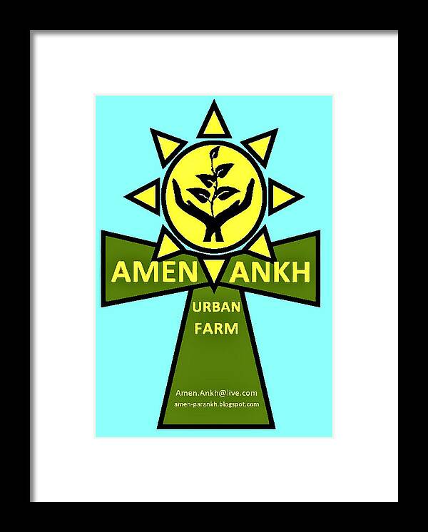 Green Framed Print featuring the digital art Amen Ankh #1 by Adenike AmenRa