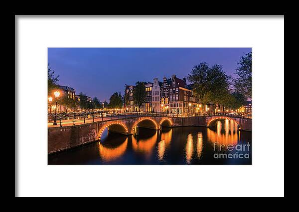 Amsterdam Framed Print featuring the photograph Amsterdam by Night #1 by Henk Meijer Photography