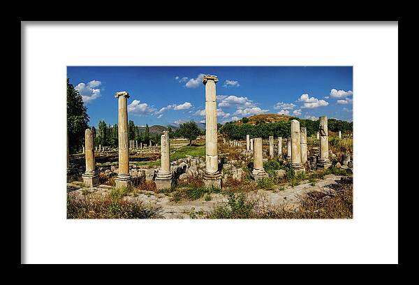 Aphrodisias Framed Print featuring the photograph Ancient agora with Dorian columns #1 by Steve Estvanik