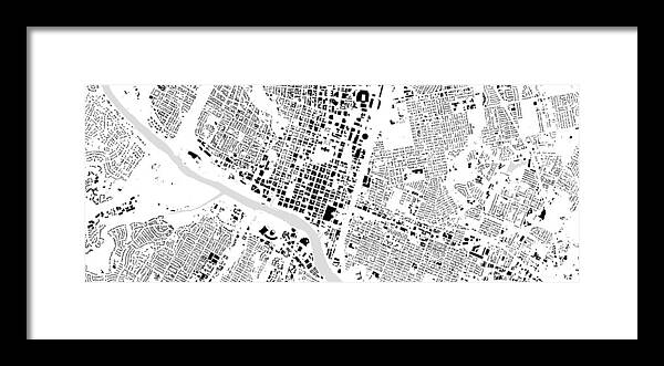 City Framed Print featuring the digital art Austin building map by Christian Pauschert