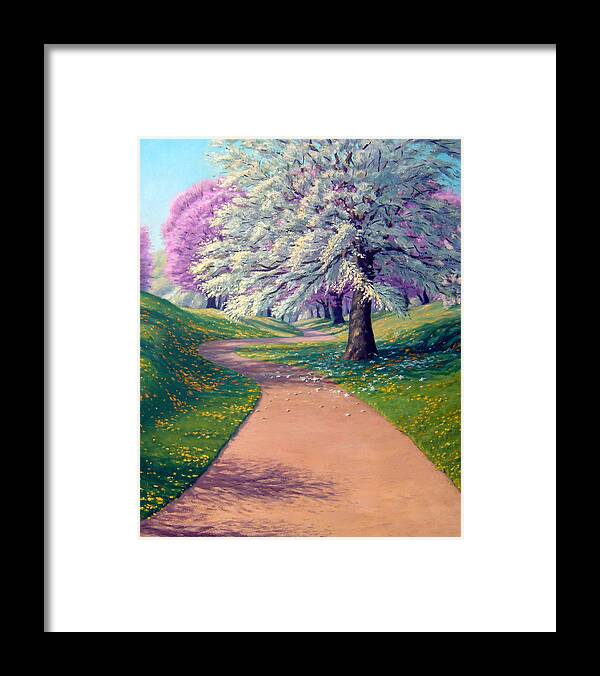 Landscape Framed Print featuring the painting Apple Blossom Trail by Rick Hansen