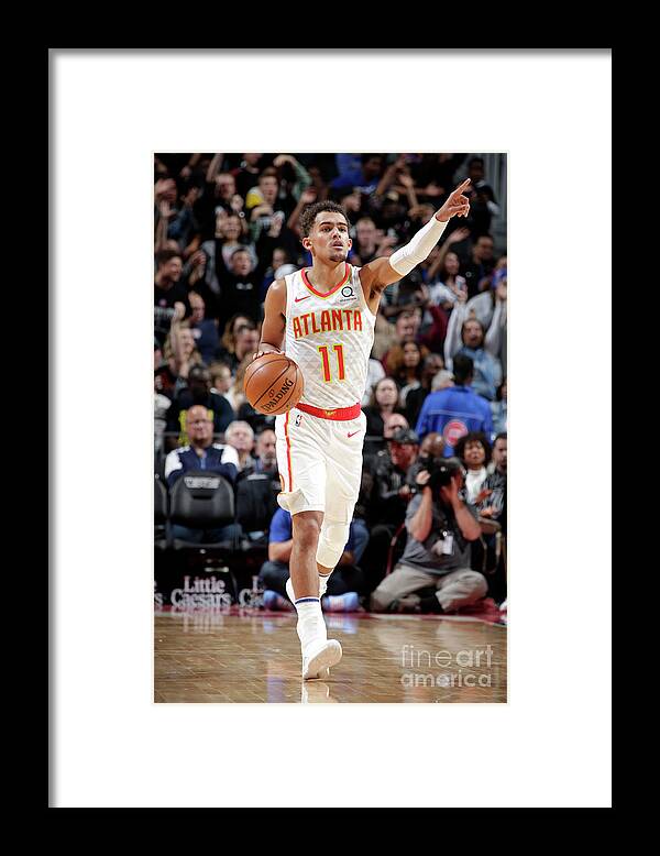 Trae Young Framed Print featuring the photograph Atlanta Hawks V Detroit Pistons by Brian Sevald