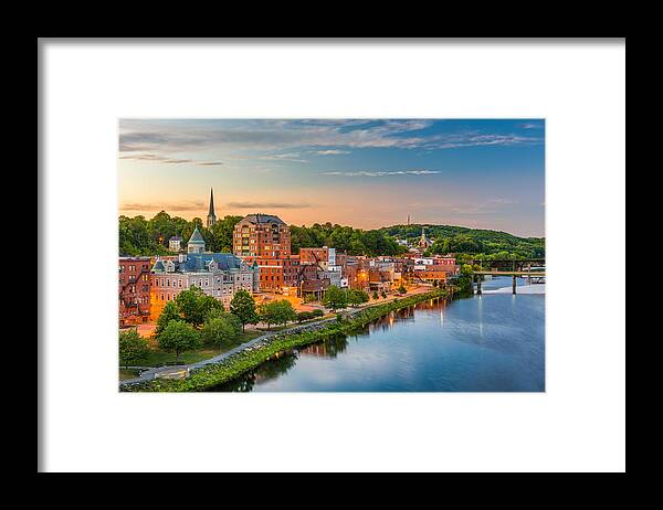 Cityscape Framed Print featuring the photograph Augusta, Maine, Usa Downtown Skyline #1 by Sean Pavone