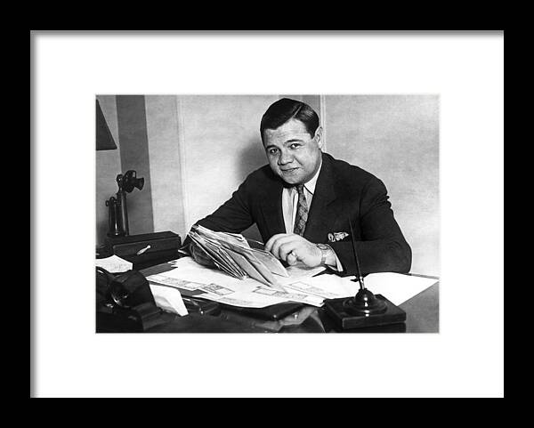 People Framed Print featuring the photograph Babe Ruth by Hulton Archive
