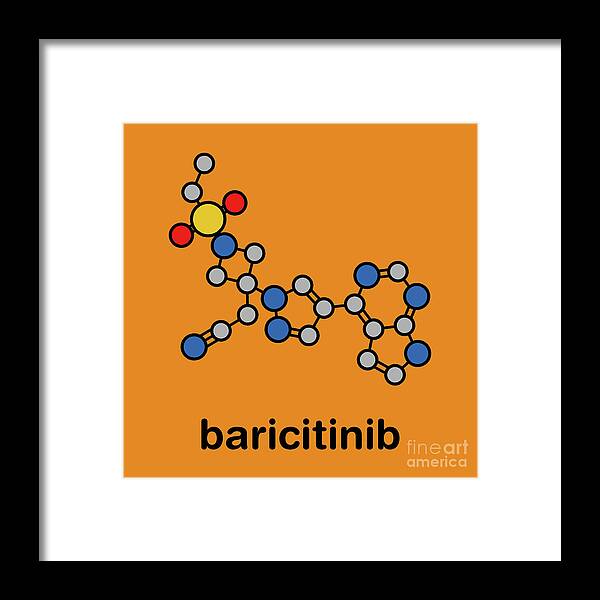 Baricitinib Framed Print featuring the photograph Baricitinib Janus Kinase Inhibitor Drug #1 by Molekuul/science Photo Library